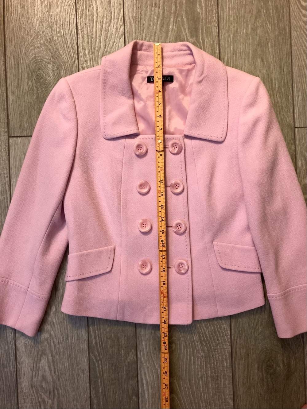 Tahari Pink Double-Breasted Wool Blazer and Skirt Set - Picture 10 of 10